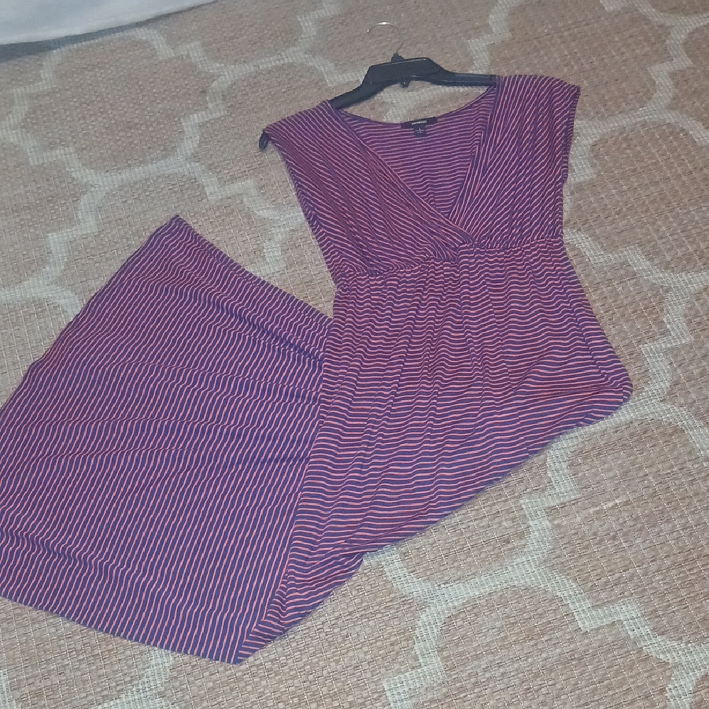 Espresso Red and Navy Striped Maxi Dress